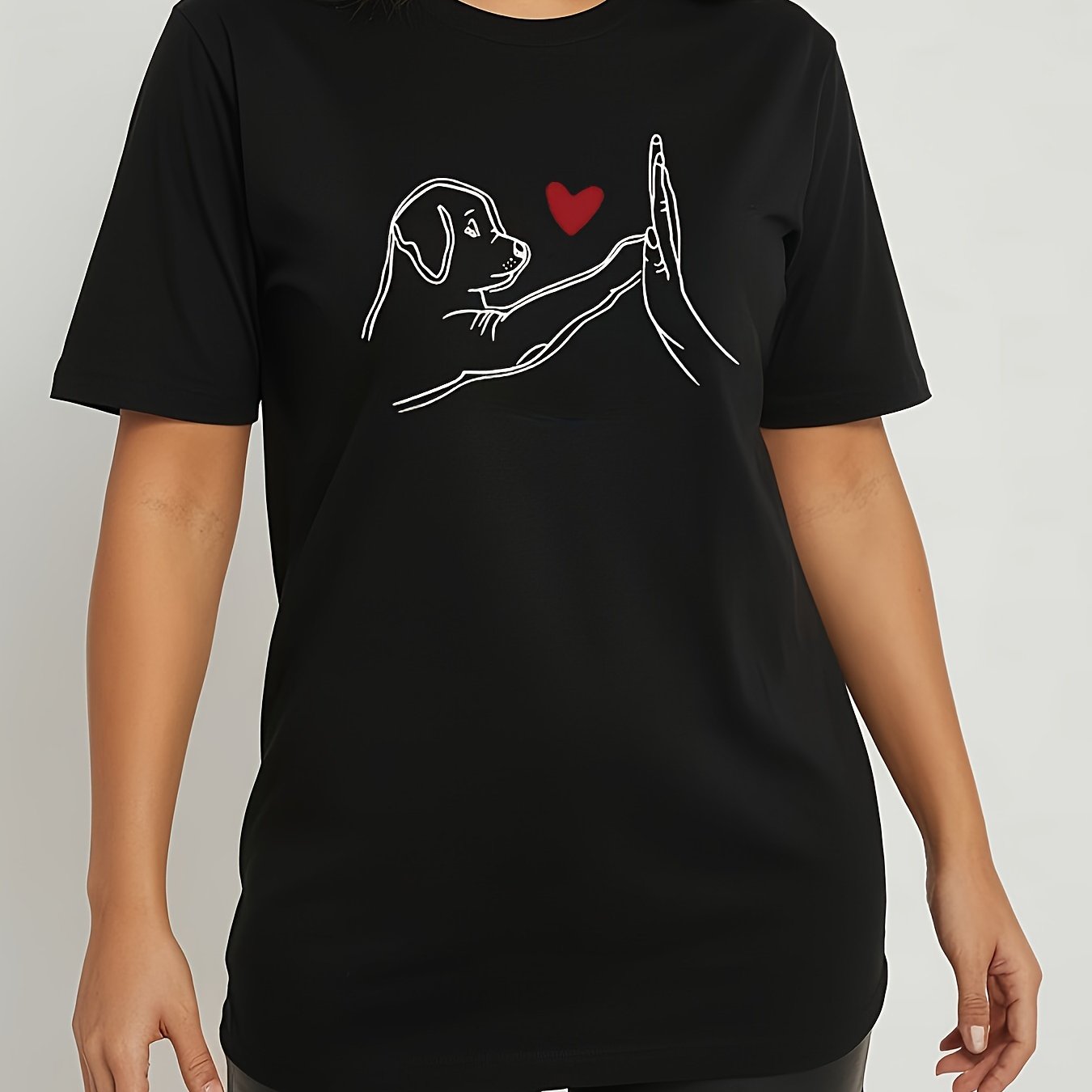 Casual dames T-shirt met hondprint afbeelding 12