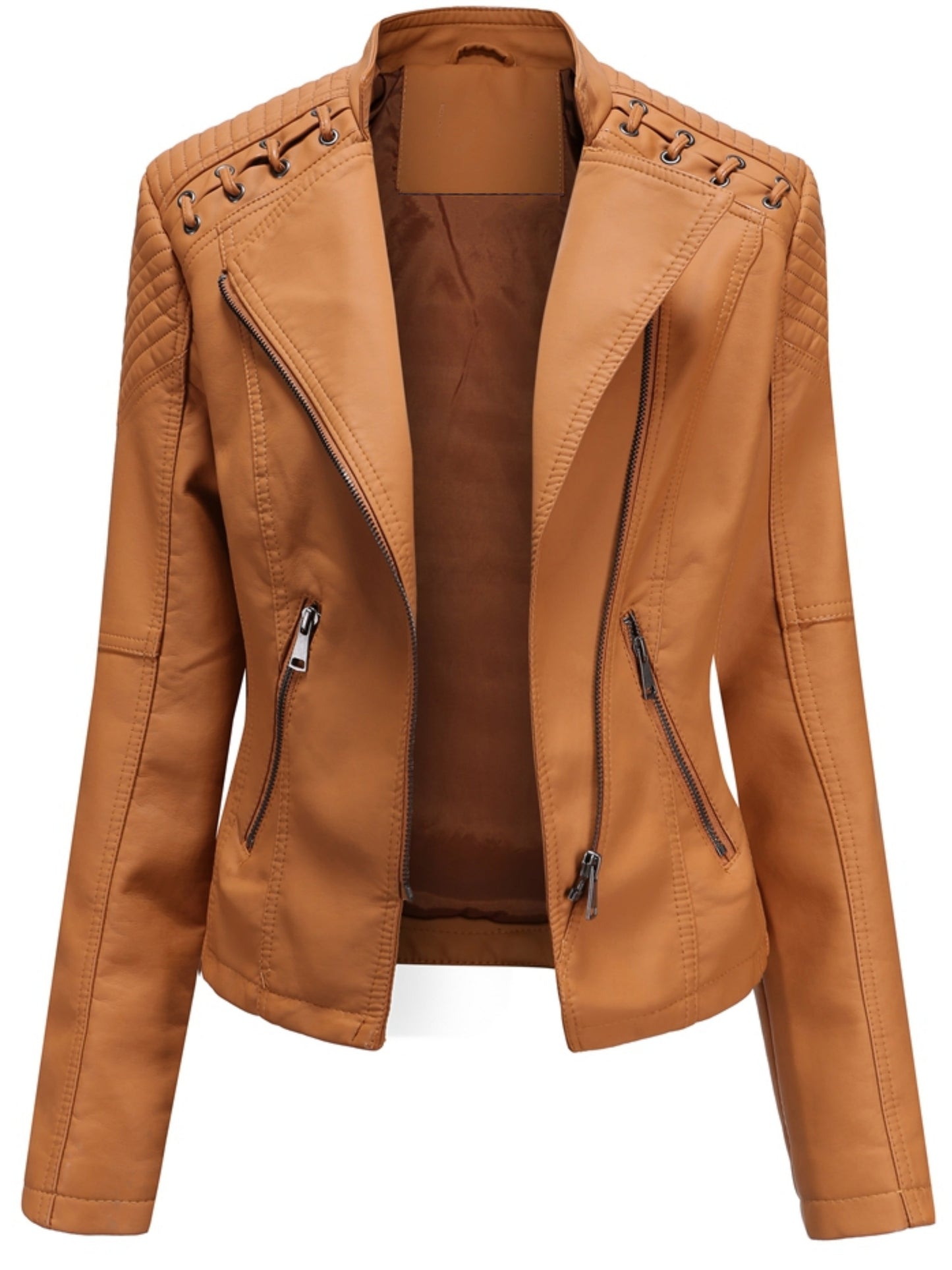 Stijlvolle waterbestendige PU leren ritsjas: perfect voor herfst en winter! Met luxe uitstraling en skinny fit voor een tijdloze look. Shop nu. afbeelding 6