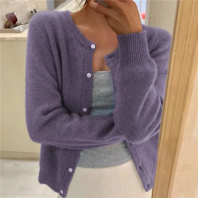 Emma | Effen kleur gebreid damesvest