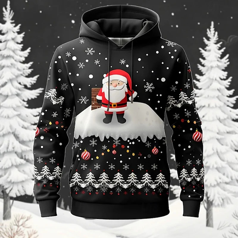 Feestelijke hoodie met rendier en sneeuwpop ontwerp