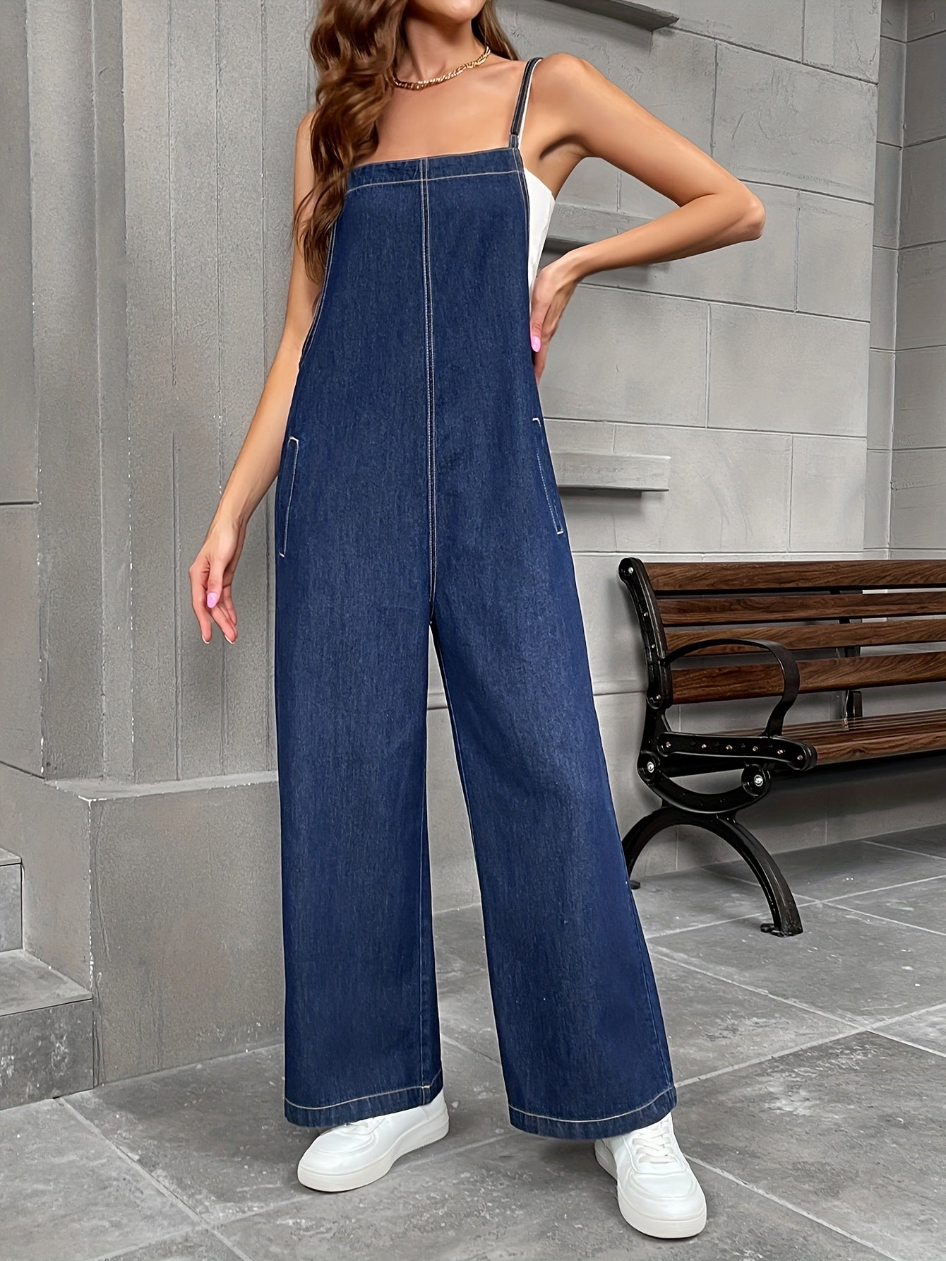Trendy en Comfortabele Donkerblauwe Denim Overalls - Perfect voor Lente, Zomer en Herfst! Shop Nu! afbeelding 3