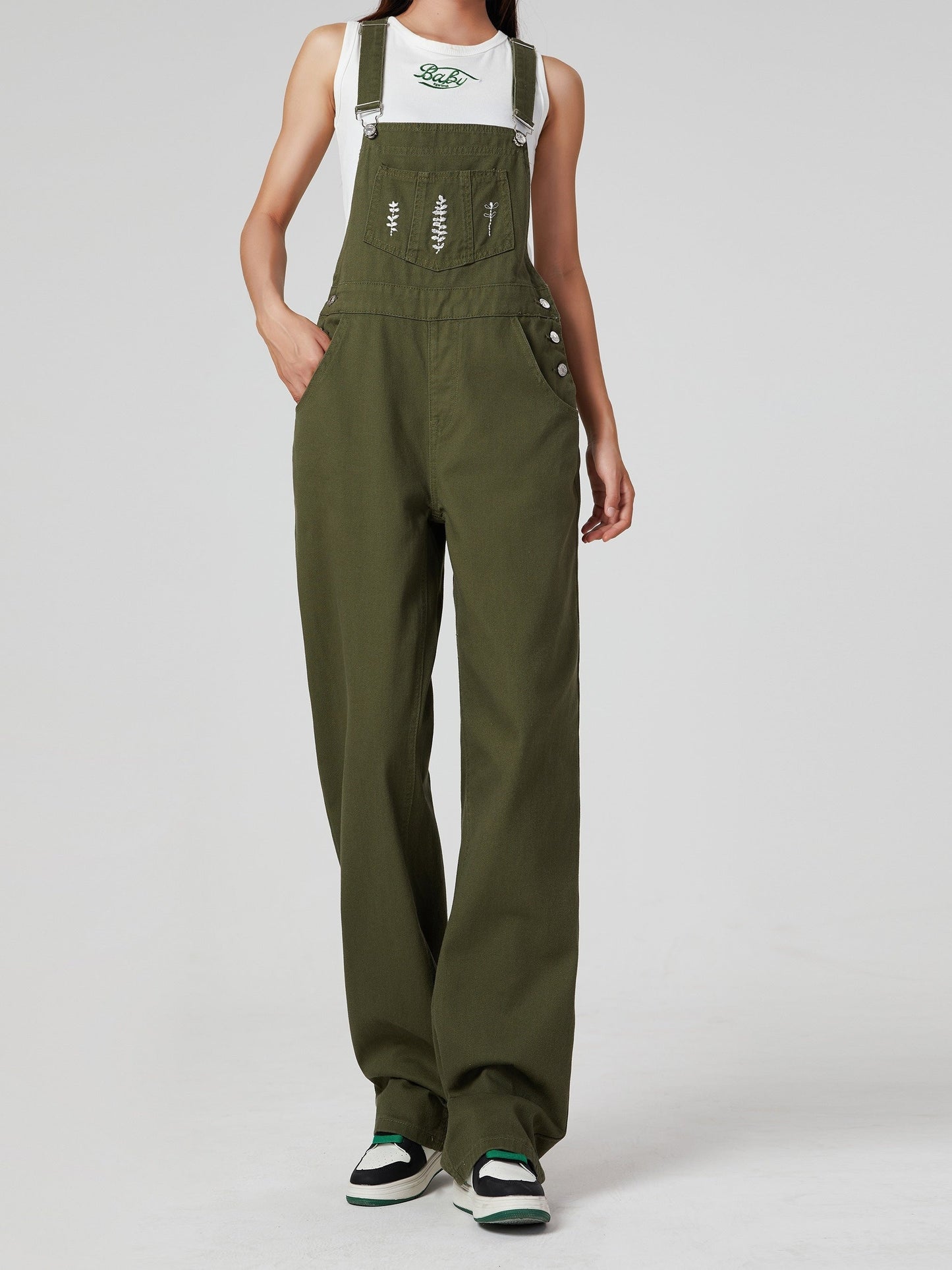Stijlvolle groene jumpsuit van denim - perfect voor elke seizoen! Duurzaam en veelzijdig. Shop nu! afbeelding 4