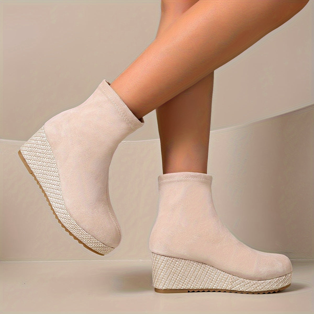 Stijlvolle dames wedge-booties voor elke gelegenheid | Comfort en veelzijdigheid | Slip-on ontwerp | Lage platformhak afbeelding 8