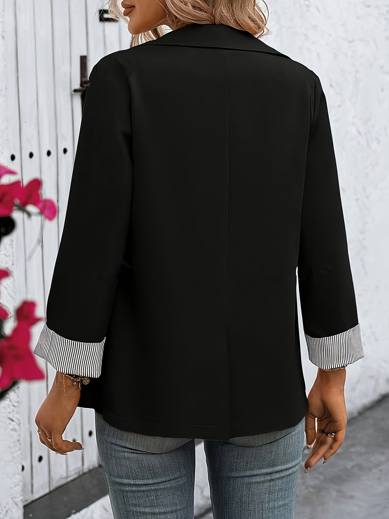 Elegant effen kleur jasje - Lente & herfst must-have van luxe katoenmix afbeelding 5