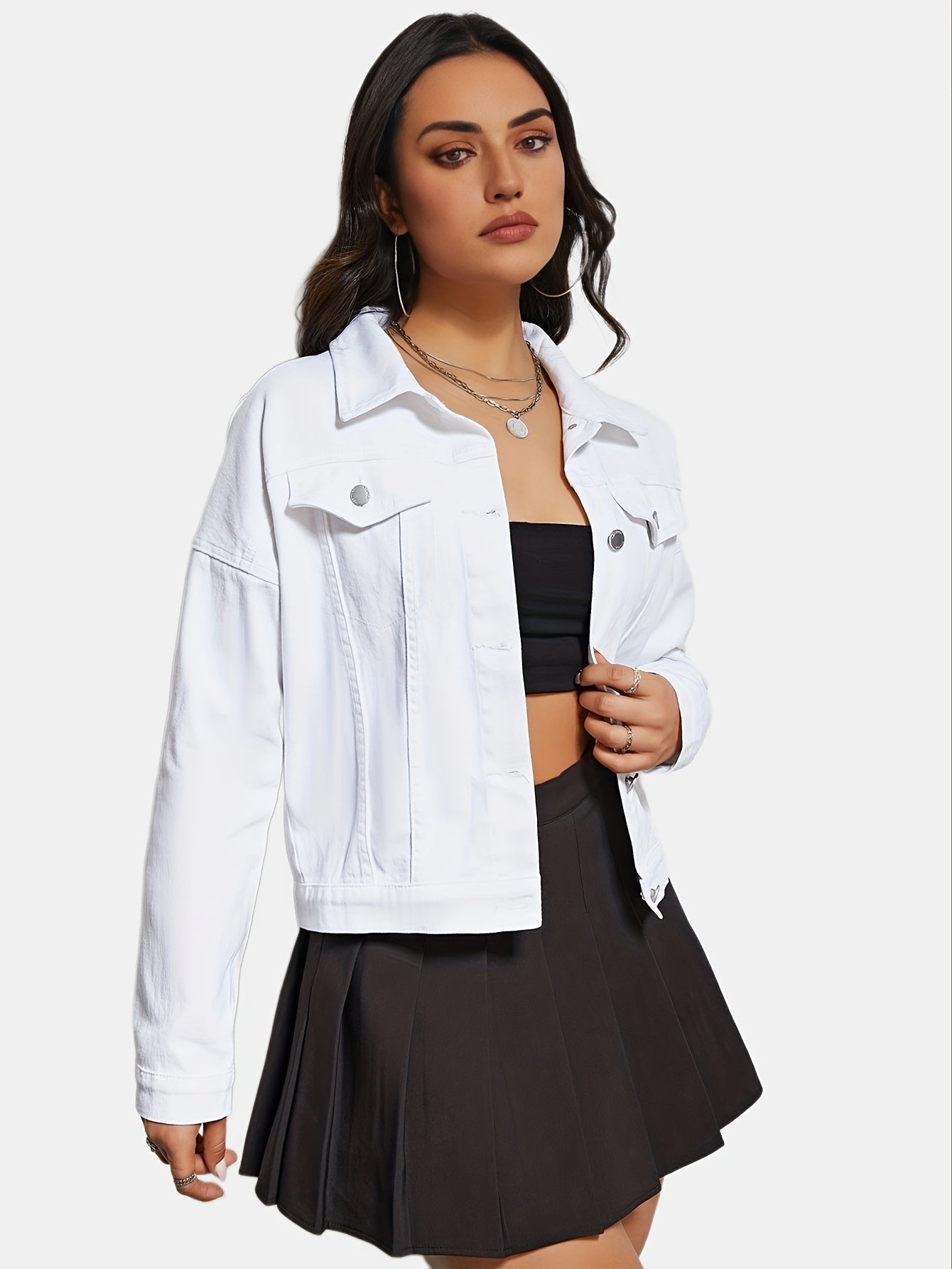 Lichtblauwe spijkerjas met pailletten | Trendy en veelzijdig | Hoogwaardig denim | Regular fit | Lente & herfst afbeelding 8