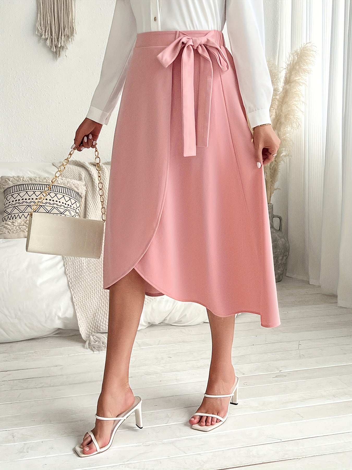 Trendy herfst/winter rok met gebreide stof en strikdetail - stijlvol en warm afbeelding 4