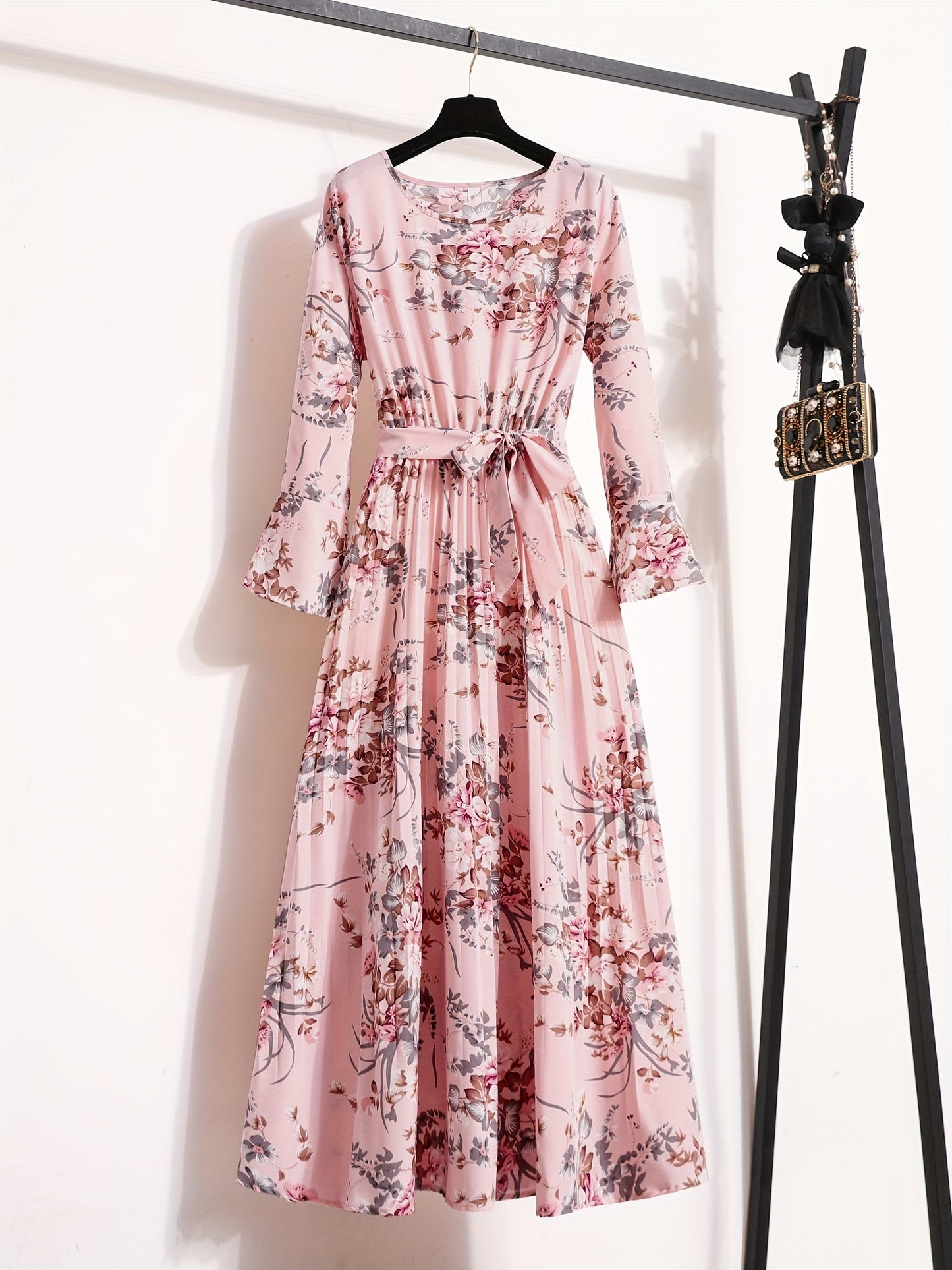 Maxi-jurk met bloemenprint en lange mouwen afbeelding 5