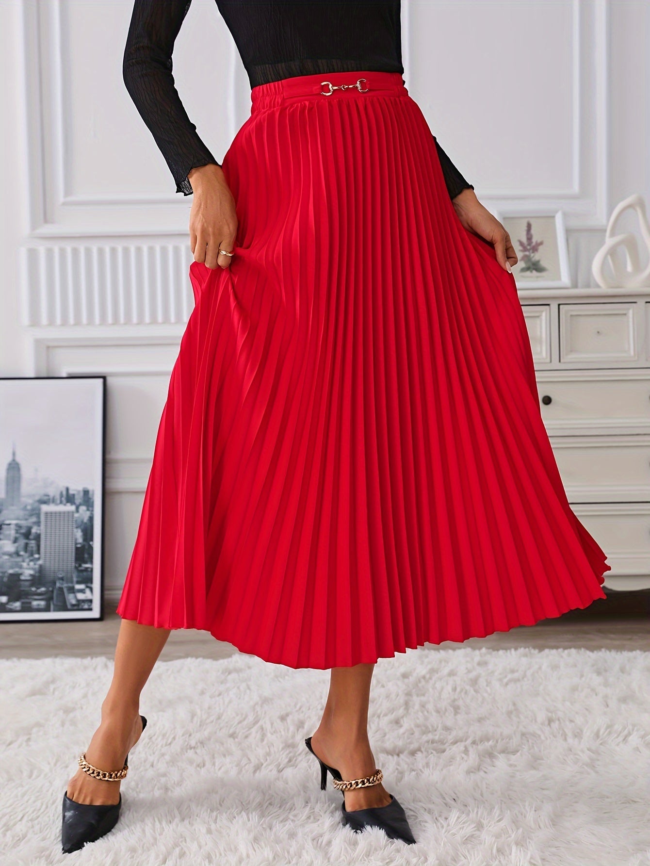 Hoge Taille Rok met Kettingdetail | Verfijnde zomerstijl | Katoenmix afbeelding 10