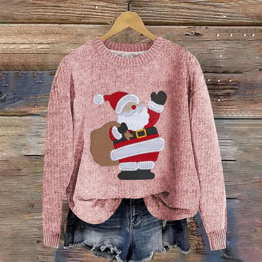 Noa | Feestelijke kersttrui met kerstman en cadeautas design