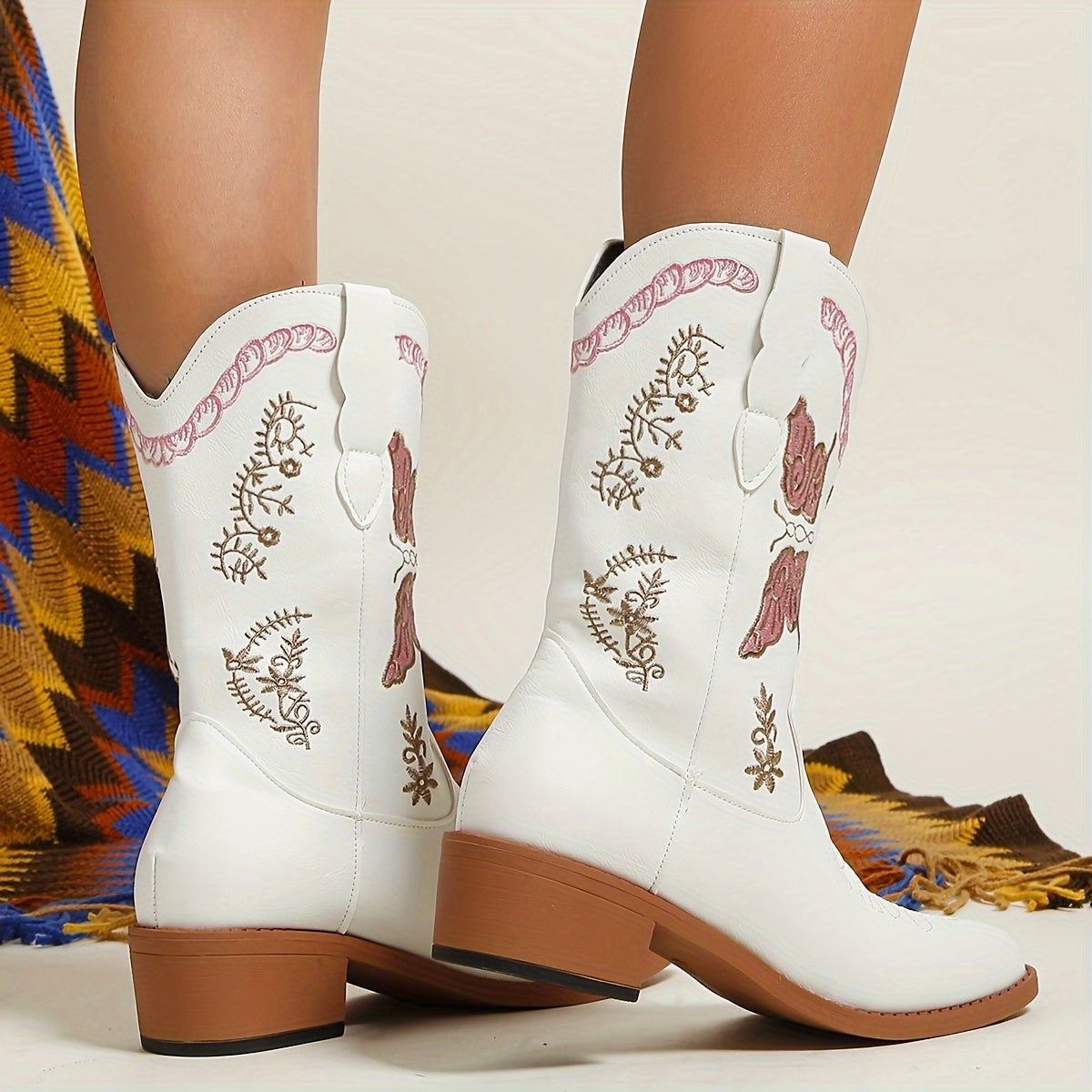 Opvallende cowboylaarzen dames | Speelse dierenprint & vlinderpatroon afbeelding 3