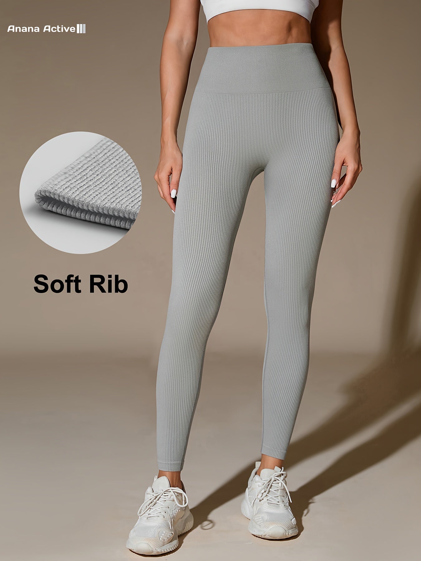 Naadloze hoge taille sportlegging voor ultiem comfort | Geribbelde buikcontrole | Ideaal voor diverse activiteiten en seizoenen | Shop nu! afbeelding 5