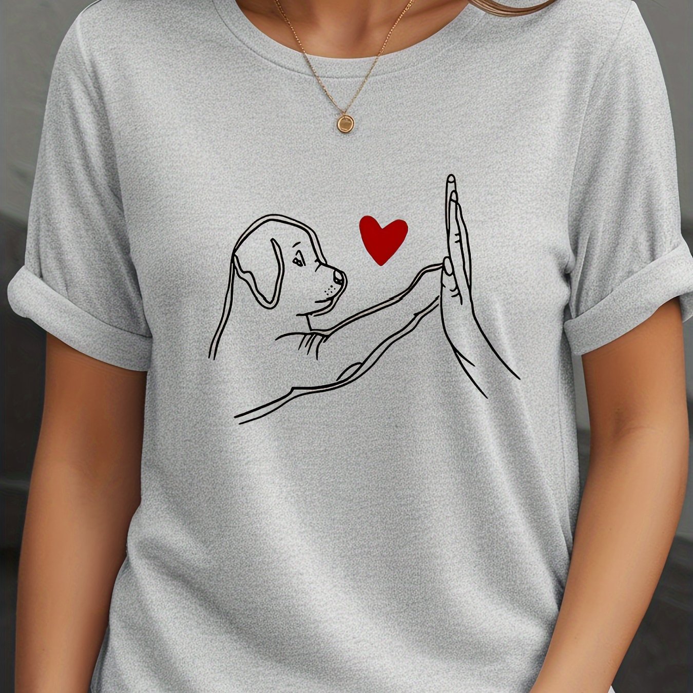 Casual dames T-shirt met hondprint afbeelding 13