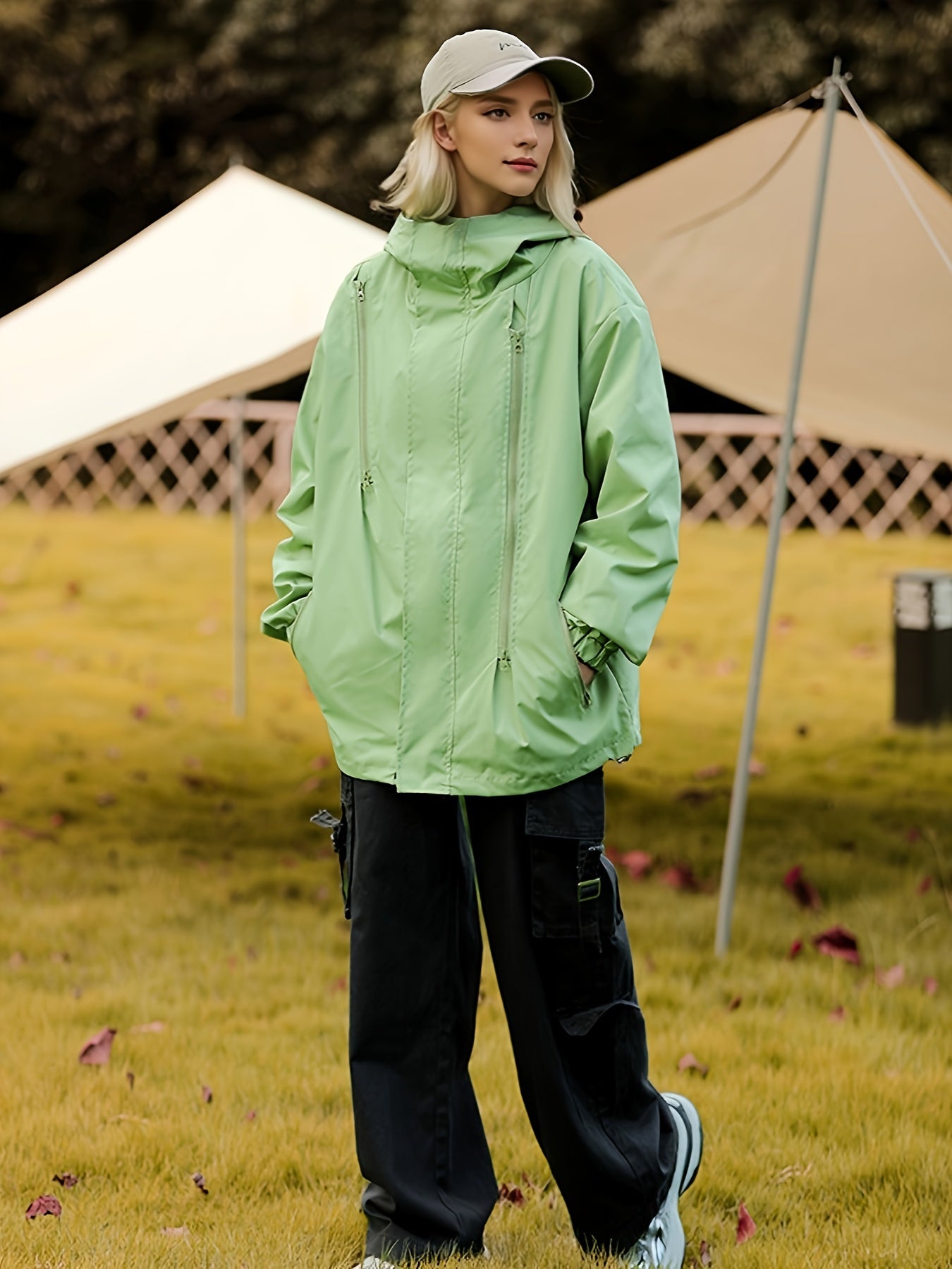 Buitensportjas dames: Duurzame en comfortabele katoenmix met capuchon afbeelding 5