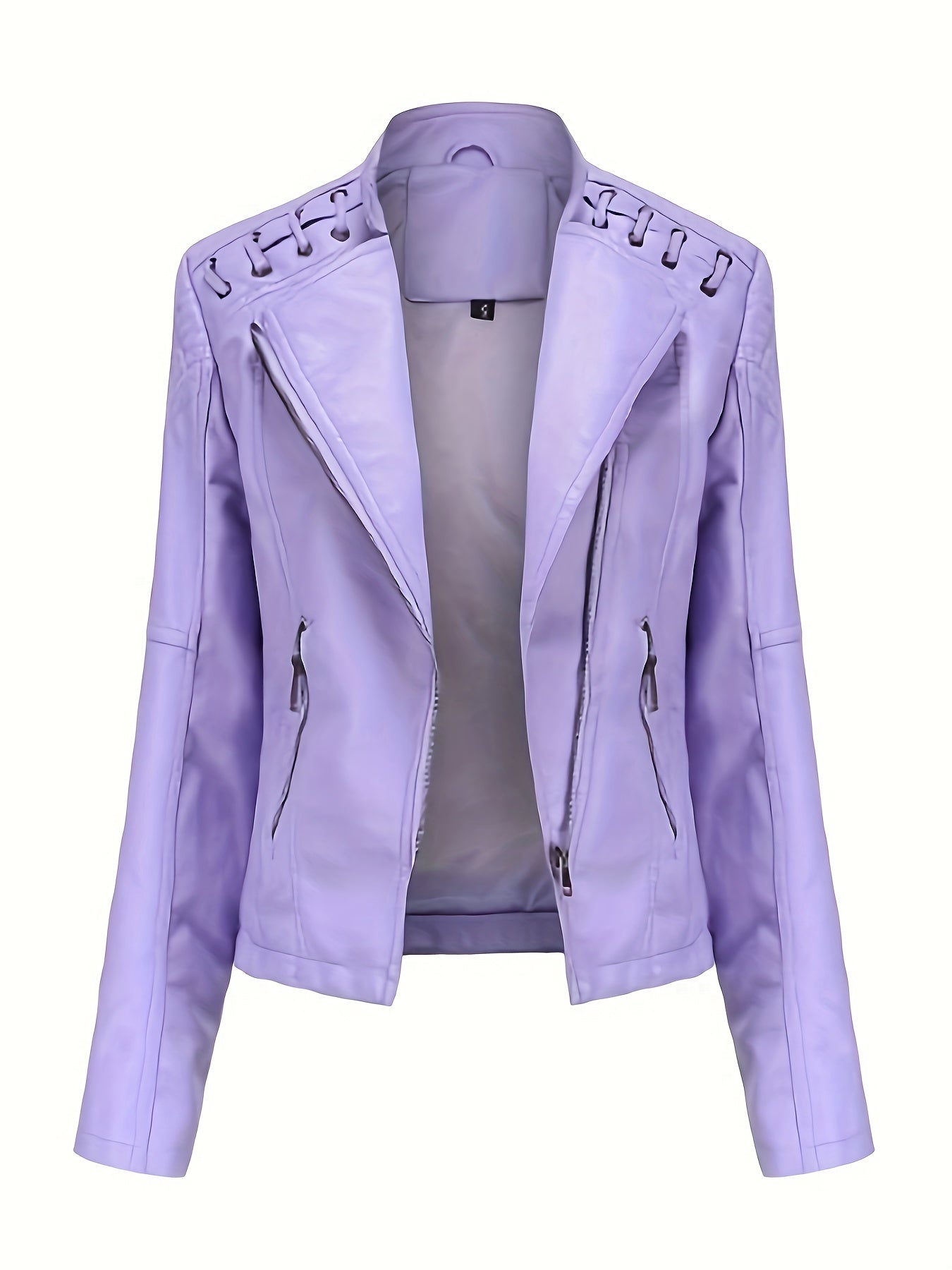 Stoer en stijlvol: Faux leren bikerjack met rits en lange mouw - Luxe katoenmix afbeelding 6