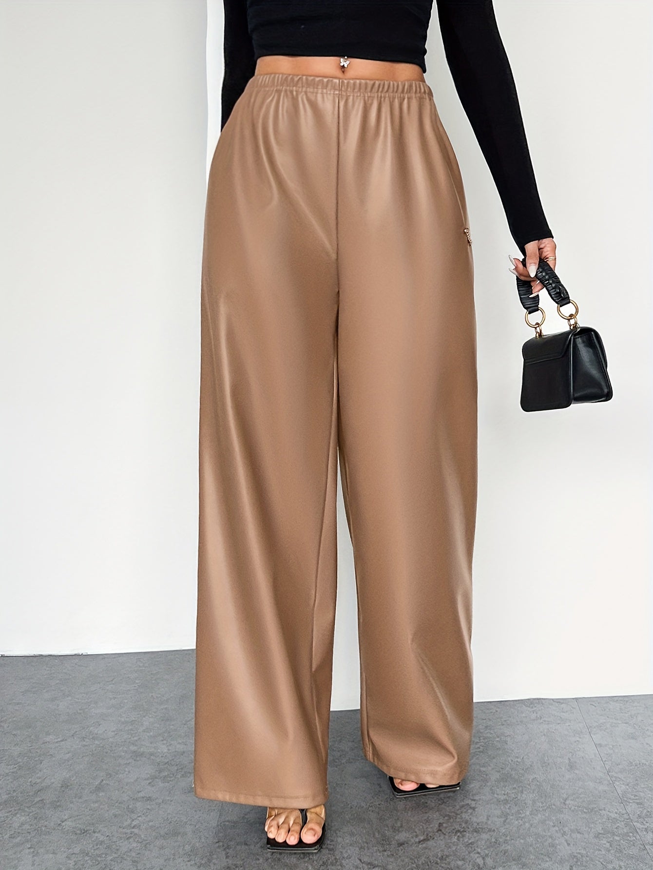 Stijlvolle en Comfortabele Dames Kunstlederen Broeken | Hoge Taille en Elastische Band | Herfst en Winter | Bestel Nu! afbeelding 5