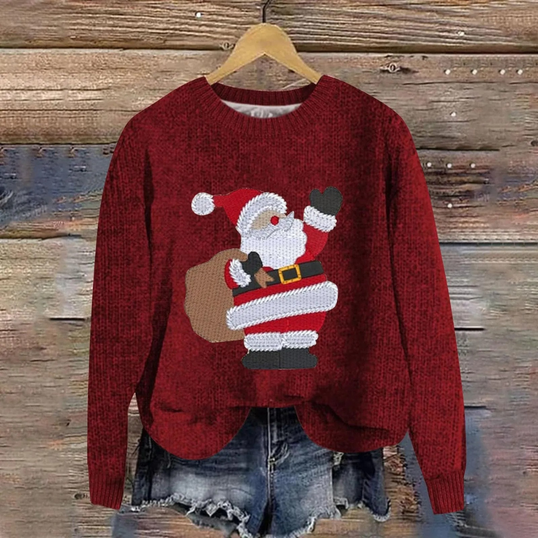 Noa | Feestelijke kersttrui met kerstman en cadeautas design