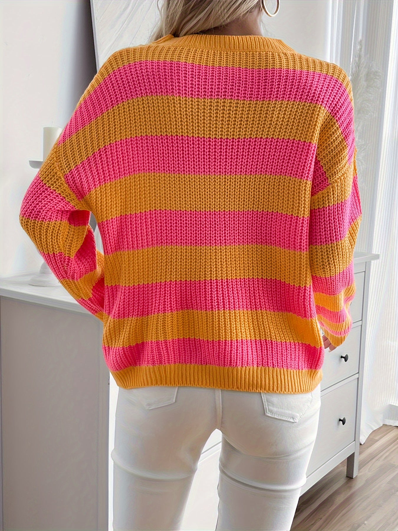 Gebreide trui met kleurblokken | Stijlvol en comfortabel voor herfst & winter | Trendy, warm en veelzijdig | Shop nu! afbeelding 4