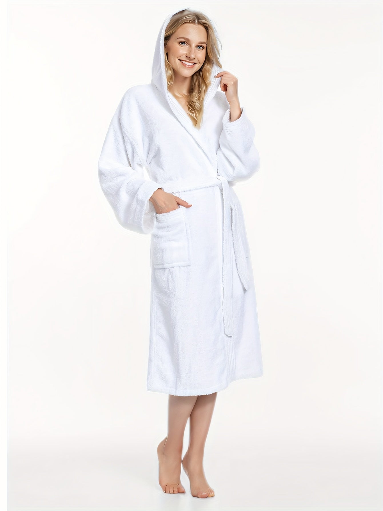 Stijlvolle en warme dames badjas van luxe katoenmix afbeelding 2