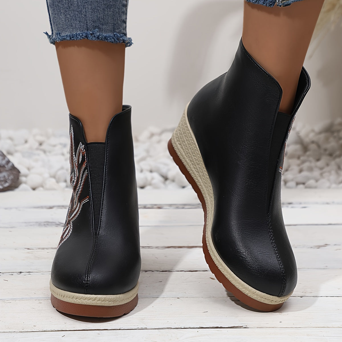 Dames enkellaarzen met sleehak van luxe synthetisch leer - stijlvol en comfortabel afbeelding 6