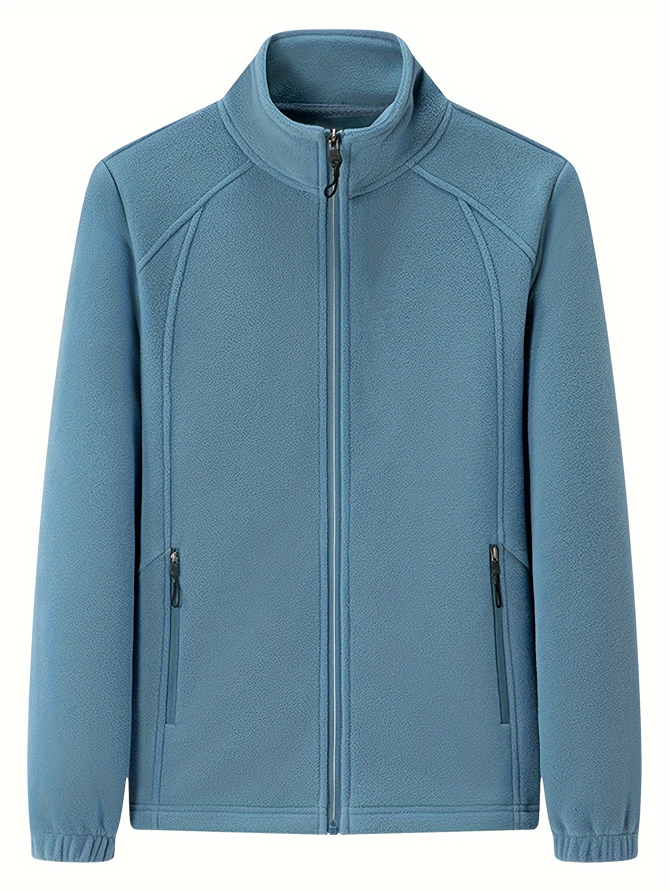 Pluche outdoor jas met staande kraag afbeelding 2