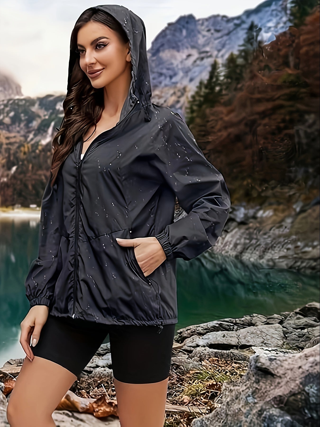 Stoere plus size sportjack met capuchon van katoenmix - perfect voor actieve en casual dagen afbeelding 2