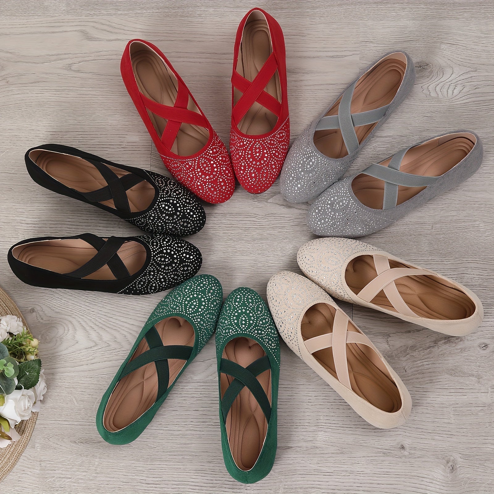 Stijlvolle en comfortabele ballet flats met elastische kruisband - perfect voor elke gelegenheid! afbeelding 5
