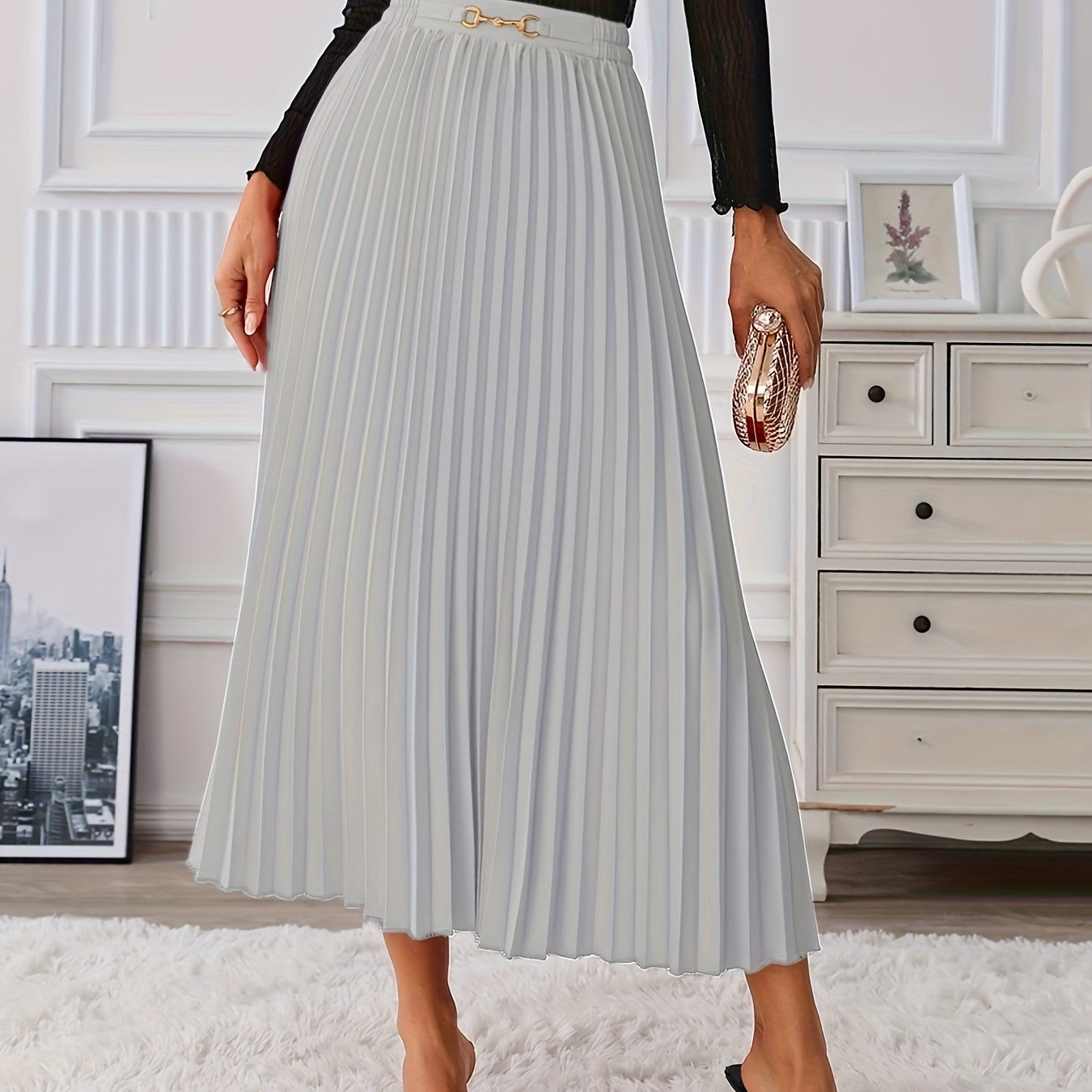 Hoge Taille Rok met Kettingdetail | Verfijnde zomerstijl | Katoenmix afbeelding 14