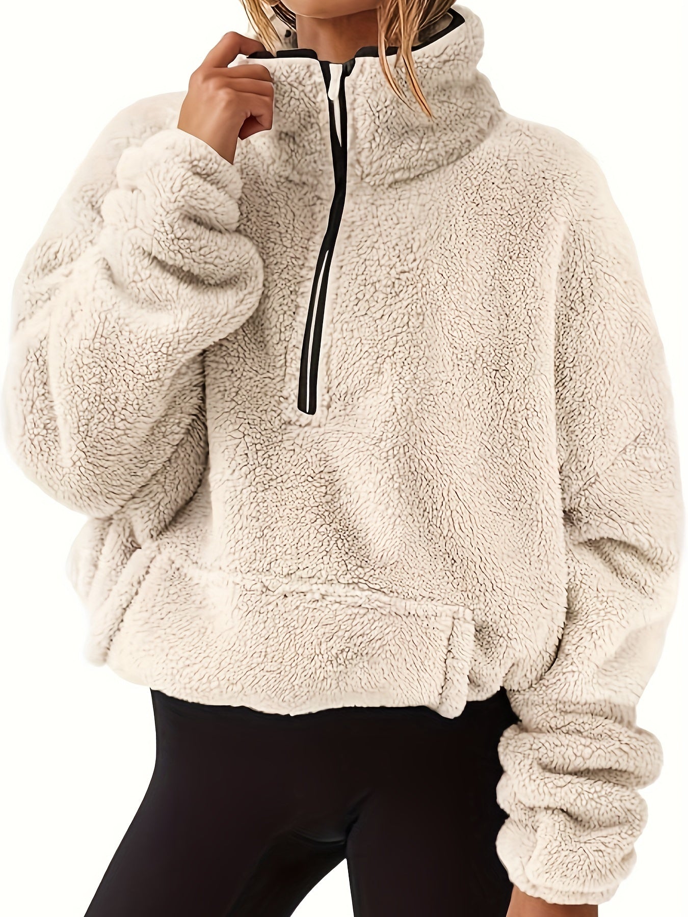 Luxe dames trui van schapenwol in moderne stijl | Middelzware stretch en opstaande kraag | Ideaal voor de herfst en winter afbeelding 3