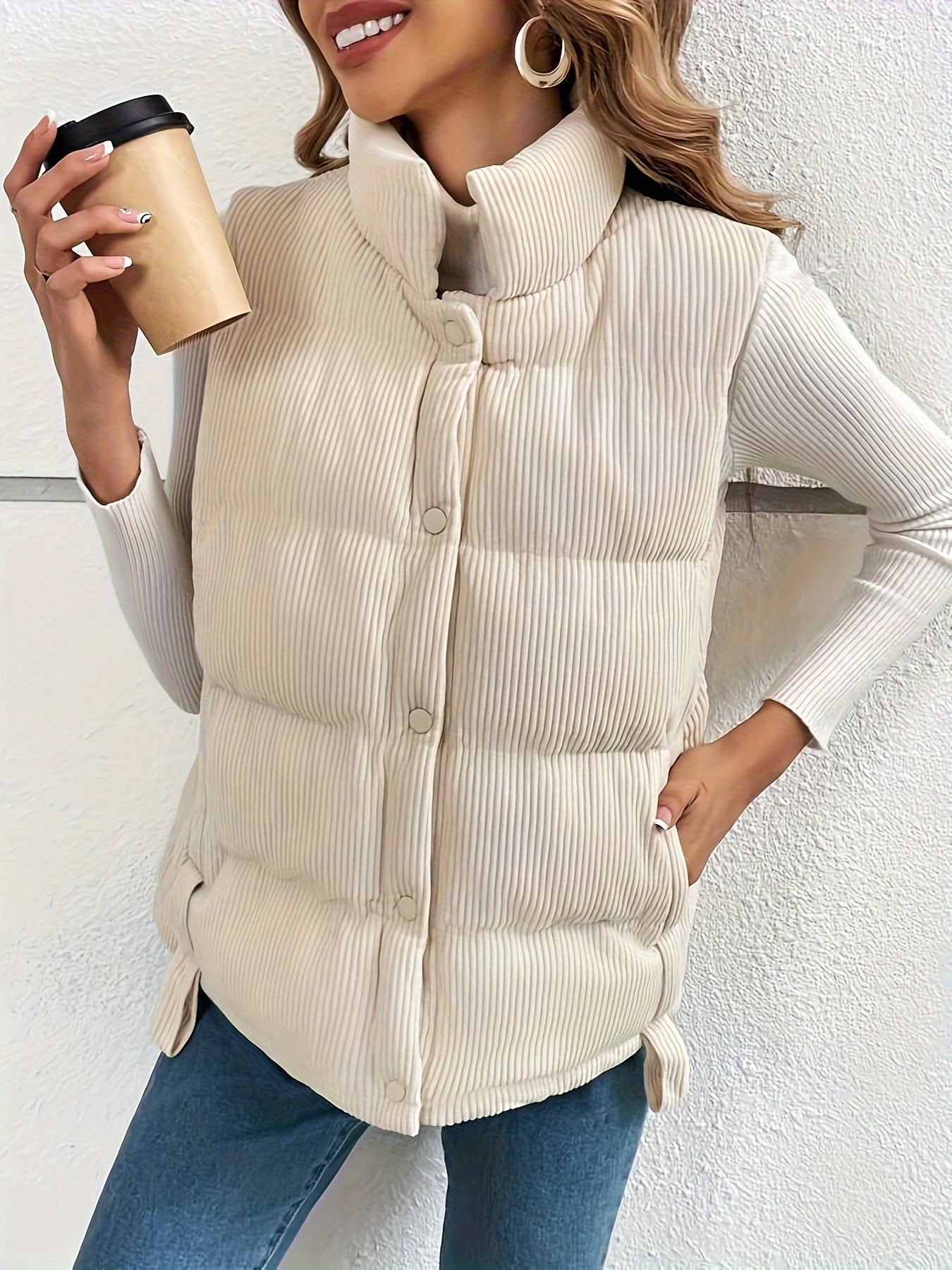 Ontdek ons stijlvolle gewatteerde corduroy gilet | Gemaakt van premium katoenmix | Perfect voor elke gelegenheid afbeelding 4