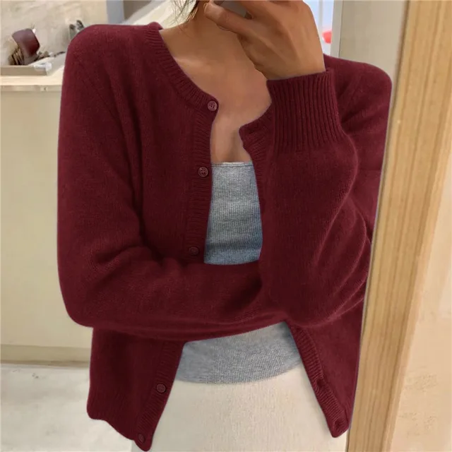 Emma | Effen kleur gebreid damesvest