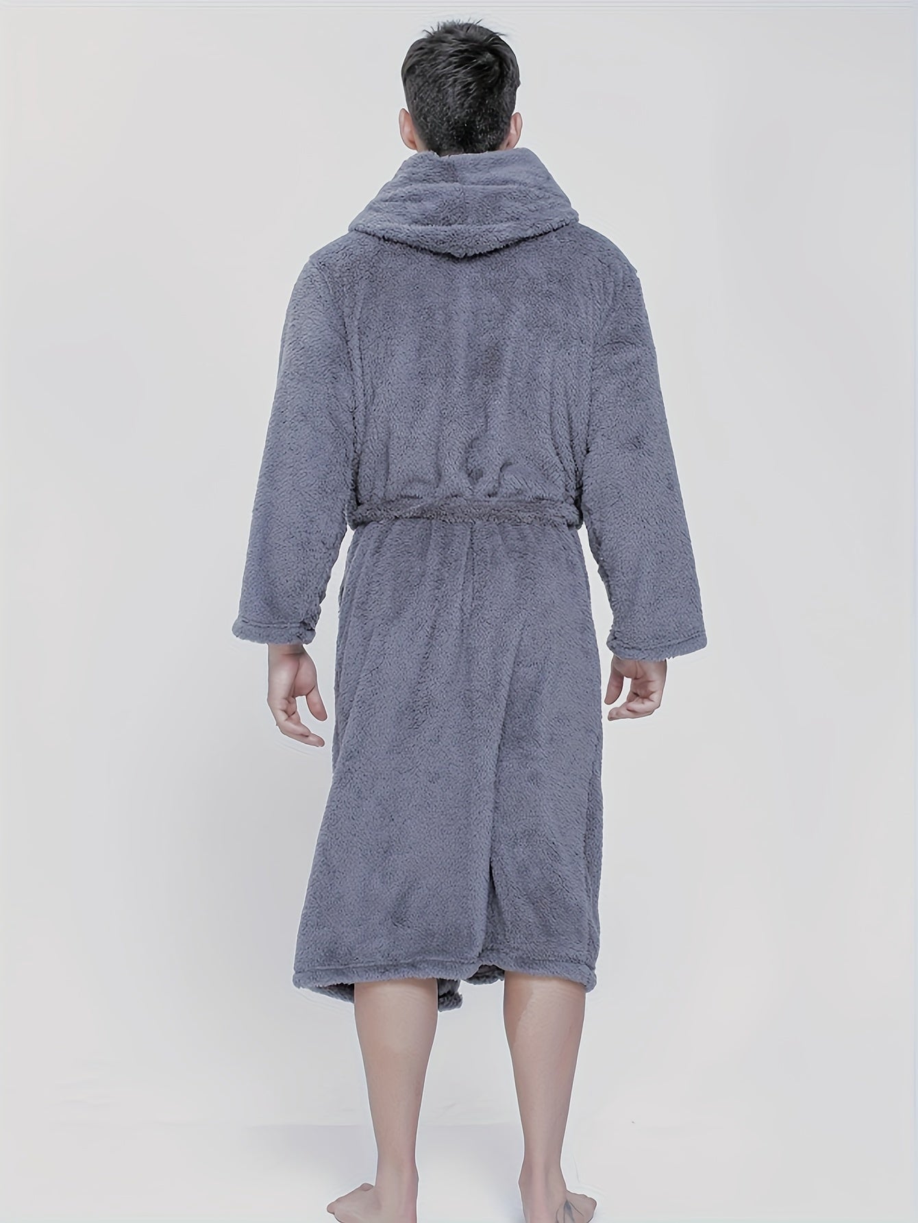 Warme en zachte heren badjas in effen kleur