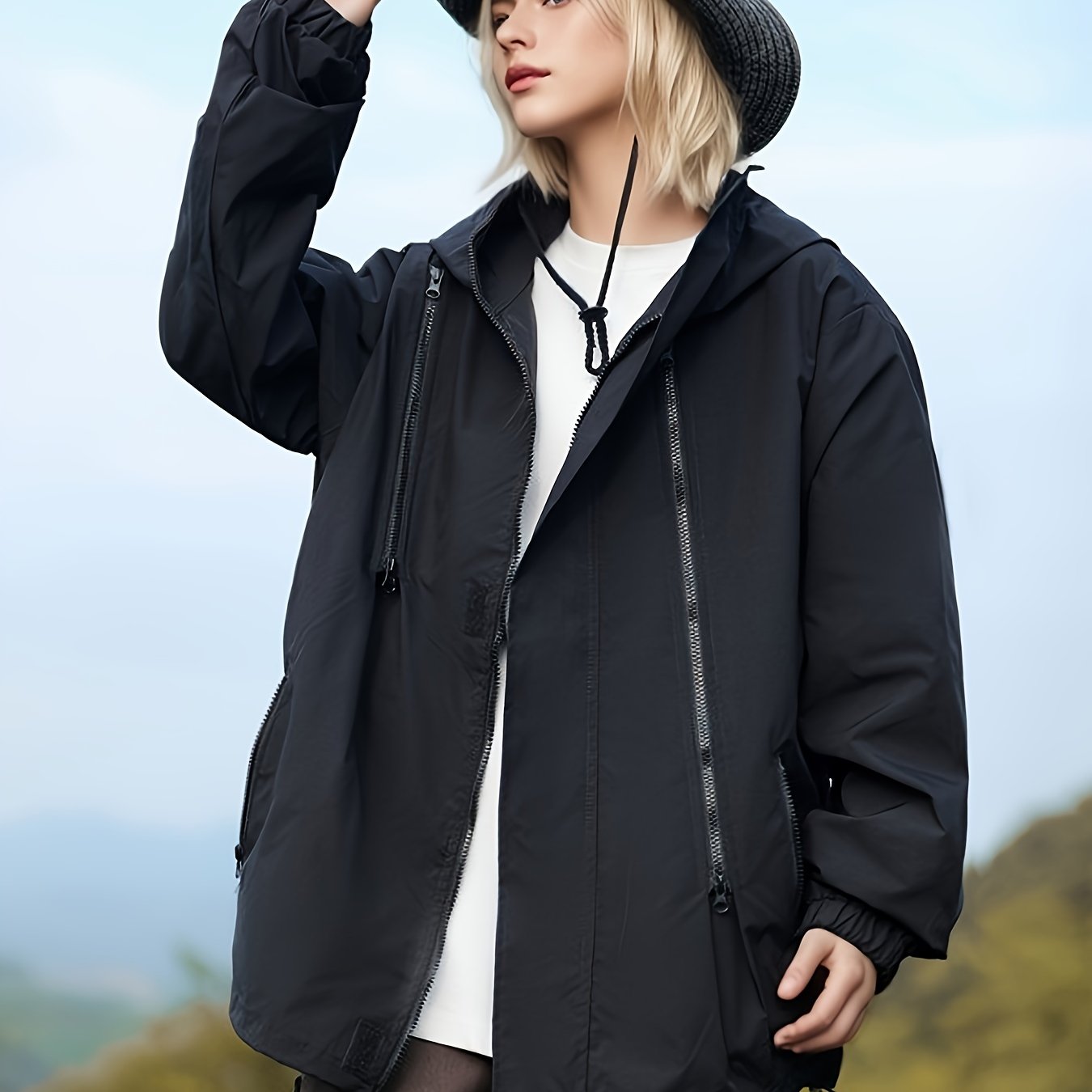 Buitensportjas dames: Duurzame en comfortabele katoenmix met capuchon afbeelding 12