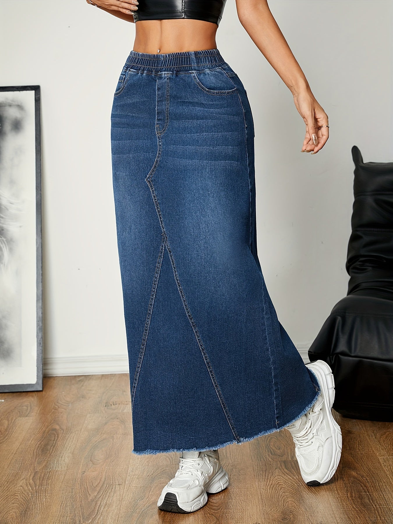 Stijlvolle denim rok: comfort en fashion voor elk seizoen - de perfecte keuze voor casual chic! Shop nu. afbeelding 6