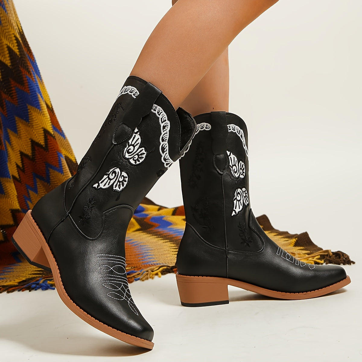 Opvallende cowboylaarzen dames | Speelse dierenprint & vlinderpatroon afbeelding 7