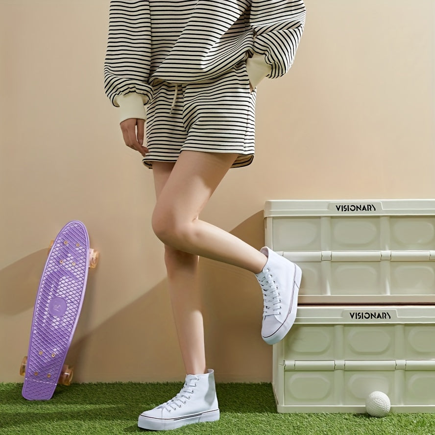 Hoge canvas sneakers met veters afbeelding 3