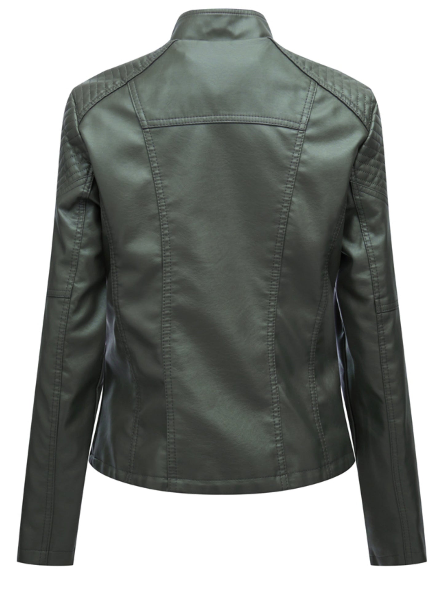 Stijlvolle waterbestendige PU leren ritsjas: perfect voor herfst en winter! Met luxe uitstraling en skinny fit voor een tijdloze look. Shop nu. afbeelding 10