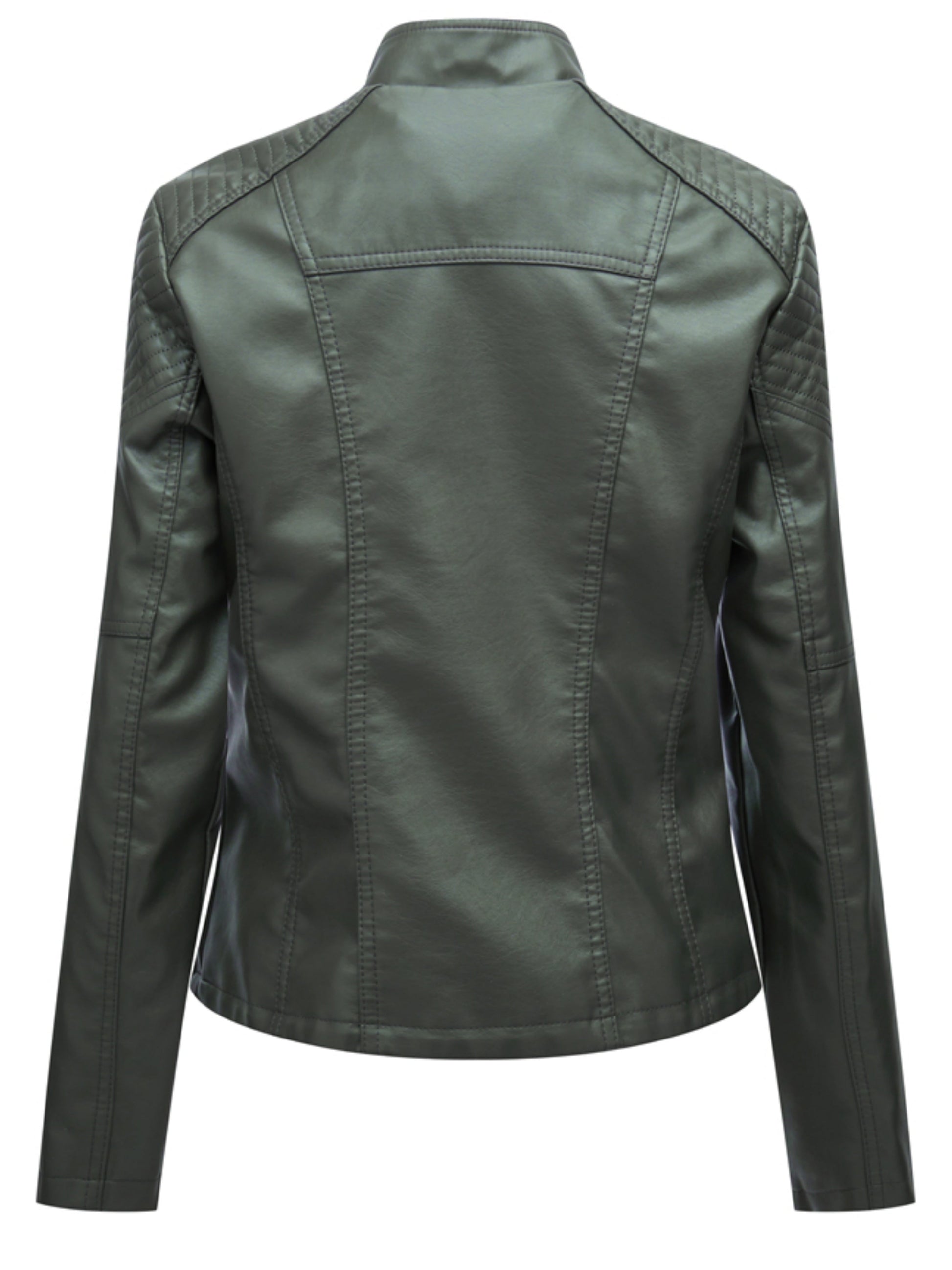 Stijlvolle waterbestendige PU leren ritsjas: perfect voor herfst en winter! Met luxe uitstraling en skinny fit voor een tijdloze look. Shop nu. afbeelding 10