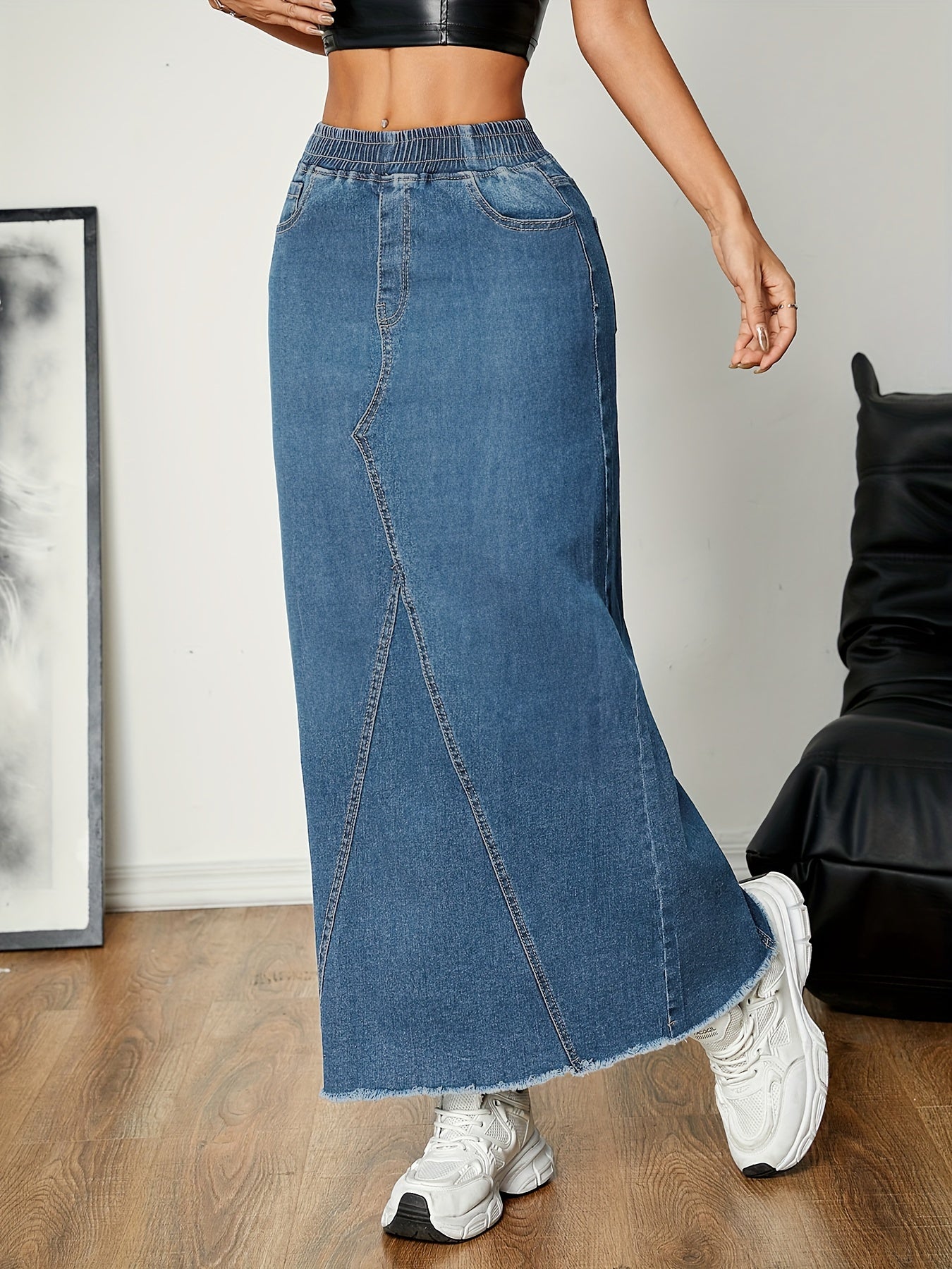 Stijlvolle denim rok: comfort en fashion voor elk seizoen - de perfecte keuze voor casual chic! Shop nu. afbeelding 7