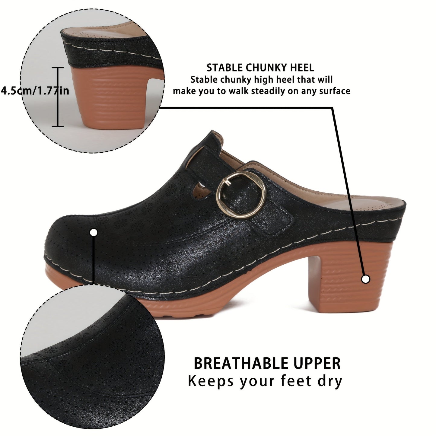 Stijlvolle damesmuiltjes met platform en dikke hakken: comfortabel en veelzijdig - Shop nu! afbeelding 3