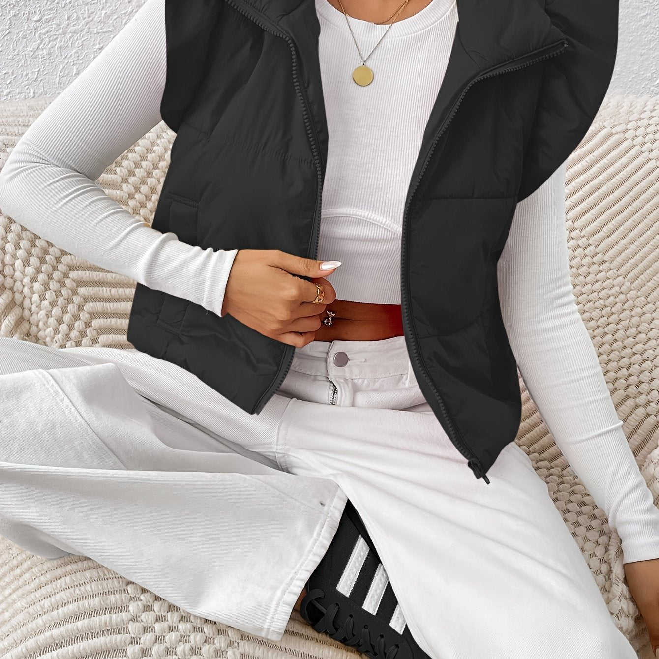 Stijlvol gewatteerd vest met ruches mouwen | Comfortabele en warme herfst- en wintermode | Hoogwaardig en tijdloos design in katoenmix afbeelding 13