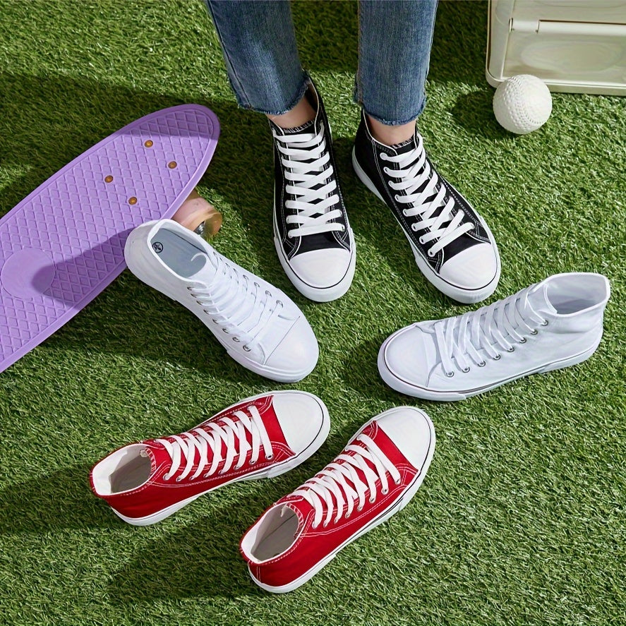 Hoge canvas sneakers met veters afbeelding 2