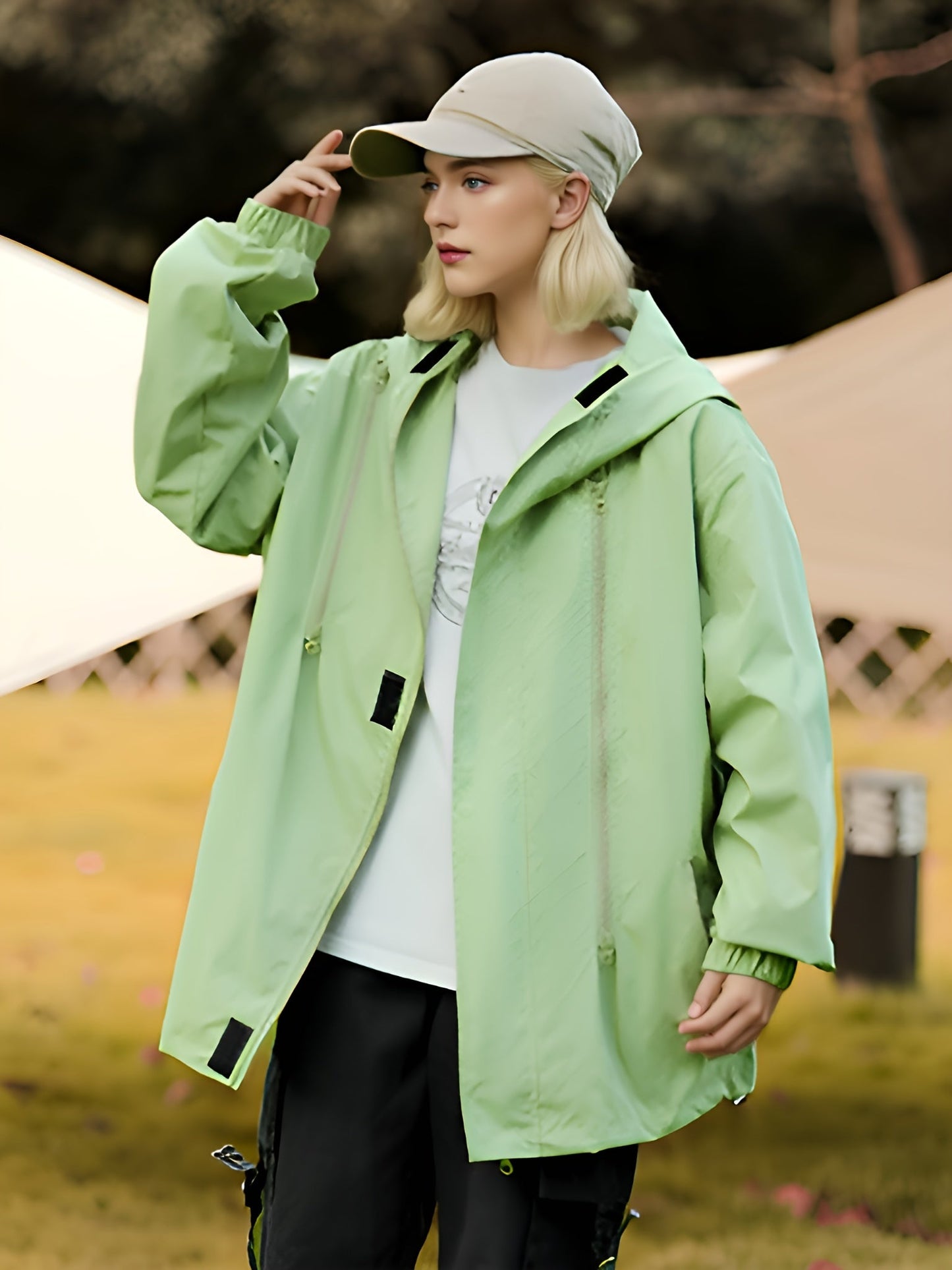 Buitensportjas dames: Duurzame en comfortabele katoenmix met capuchon afbeelding 8