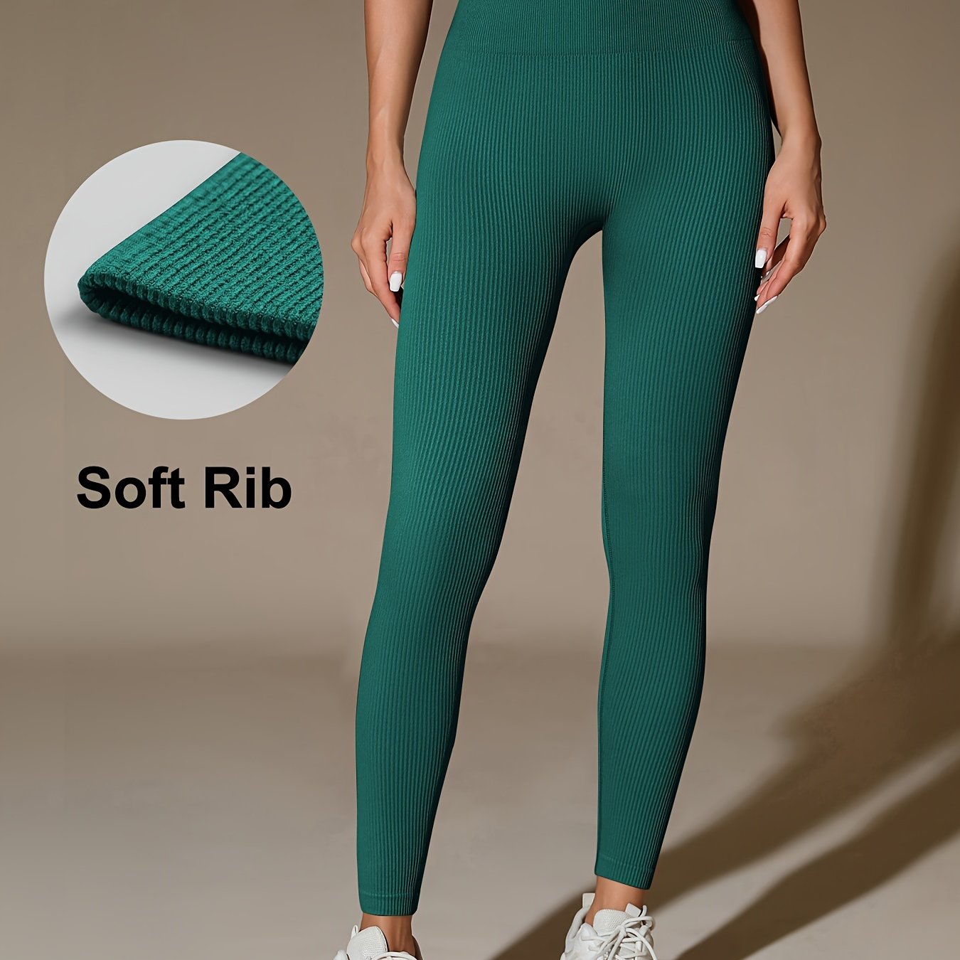 Naadloze hoge taille sportlegging voor ultiem comfort | Geribbelde buikcontrole | Ideaal voor diverse activiteiten en seizoenen | Shop nu! afbeelding 12