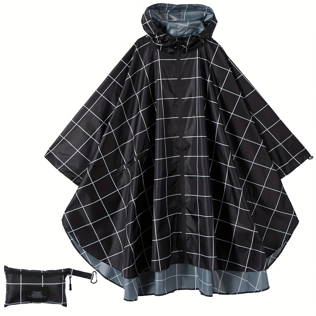 Modieuze regenponcho voor dames met capuchon en geometrisch patroon afbeelding 3