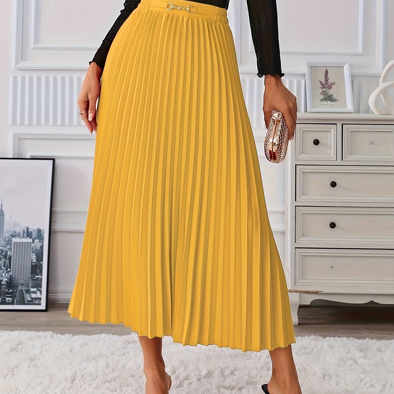 Hoge Taille Rok met Kettingdetail | Verfijnde zomerstijl | Katoenmix afbeelding 11