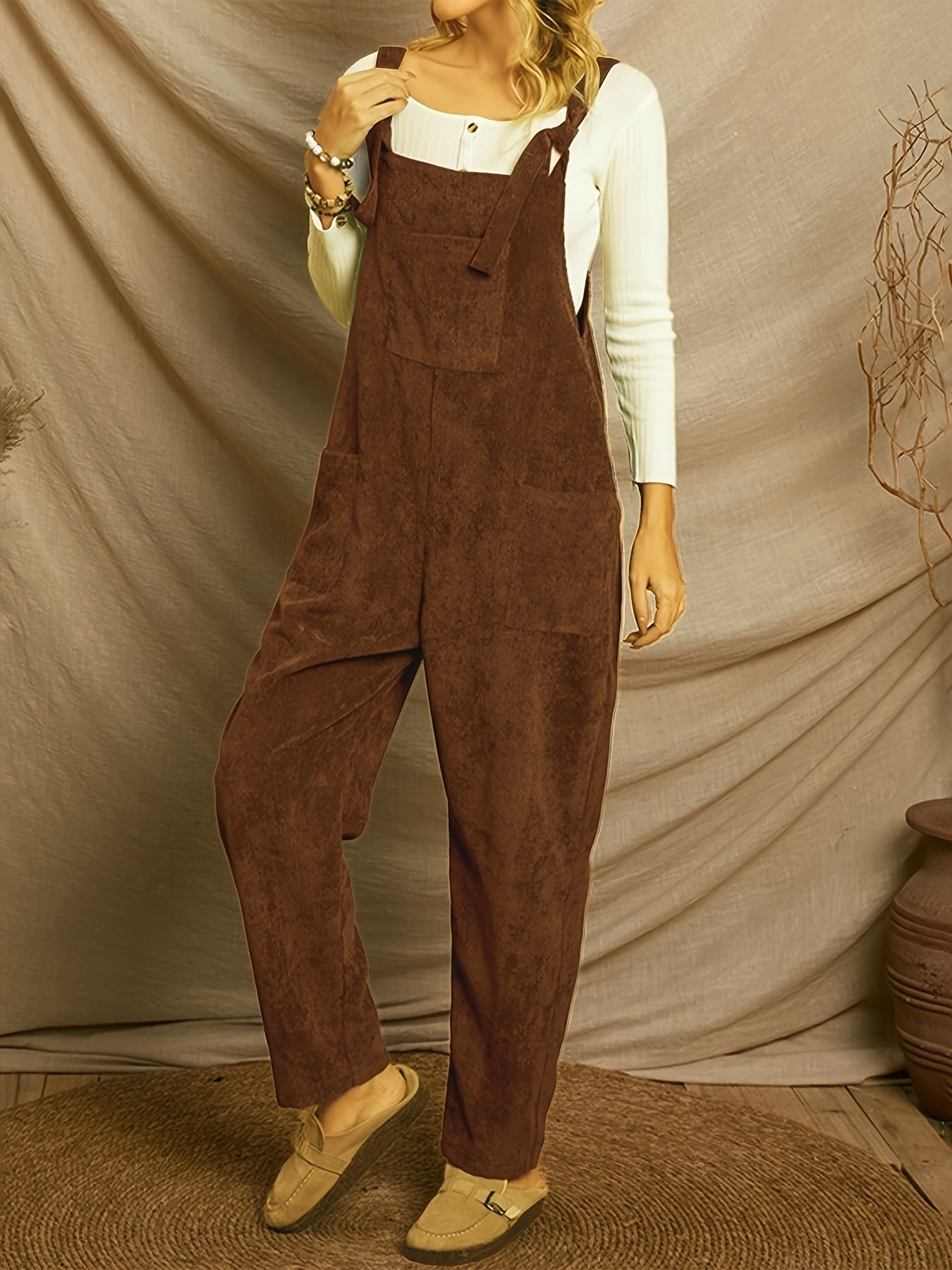 Ontdek de comfortabele corduroy overall jumpsuit - jouw stijlvolle en praktische keuze! afbeelding 3