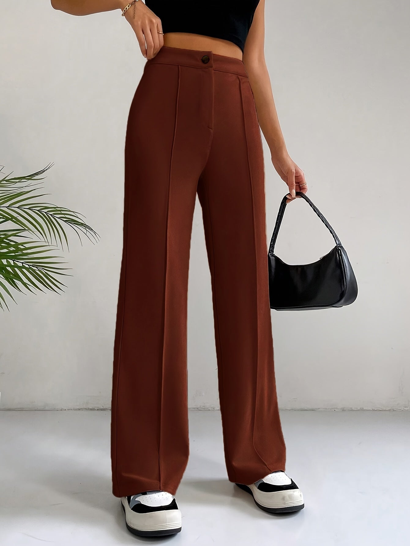 "Stijlvolle hoge taille broek van luxe katoenmix - Shop nu!" afbeelding 11