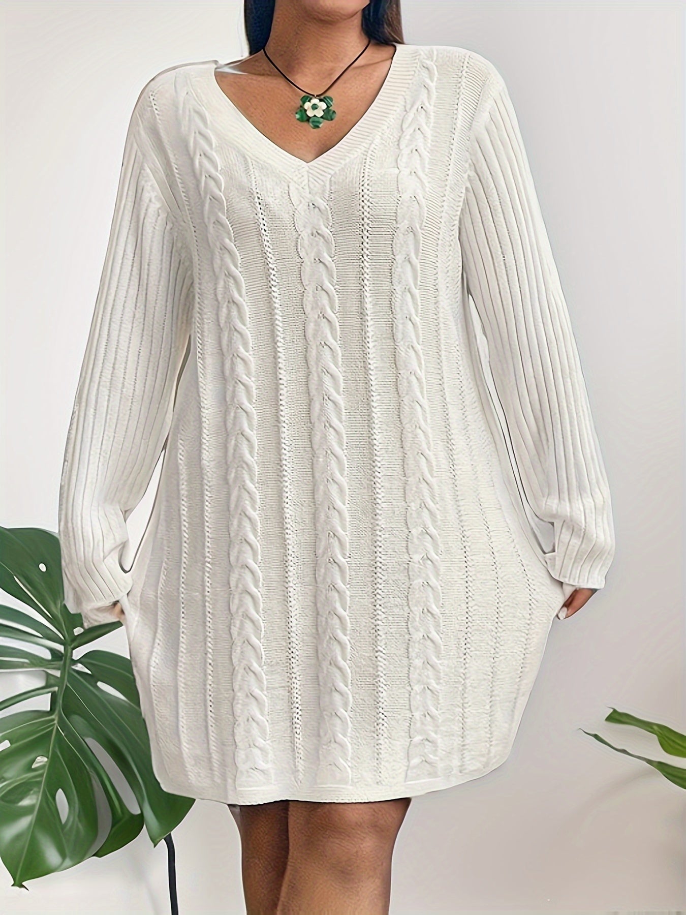 Kabelgebreide trui-jurk: stijlvol en comfortabel voor herfst en winter afbeelding 5