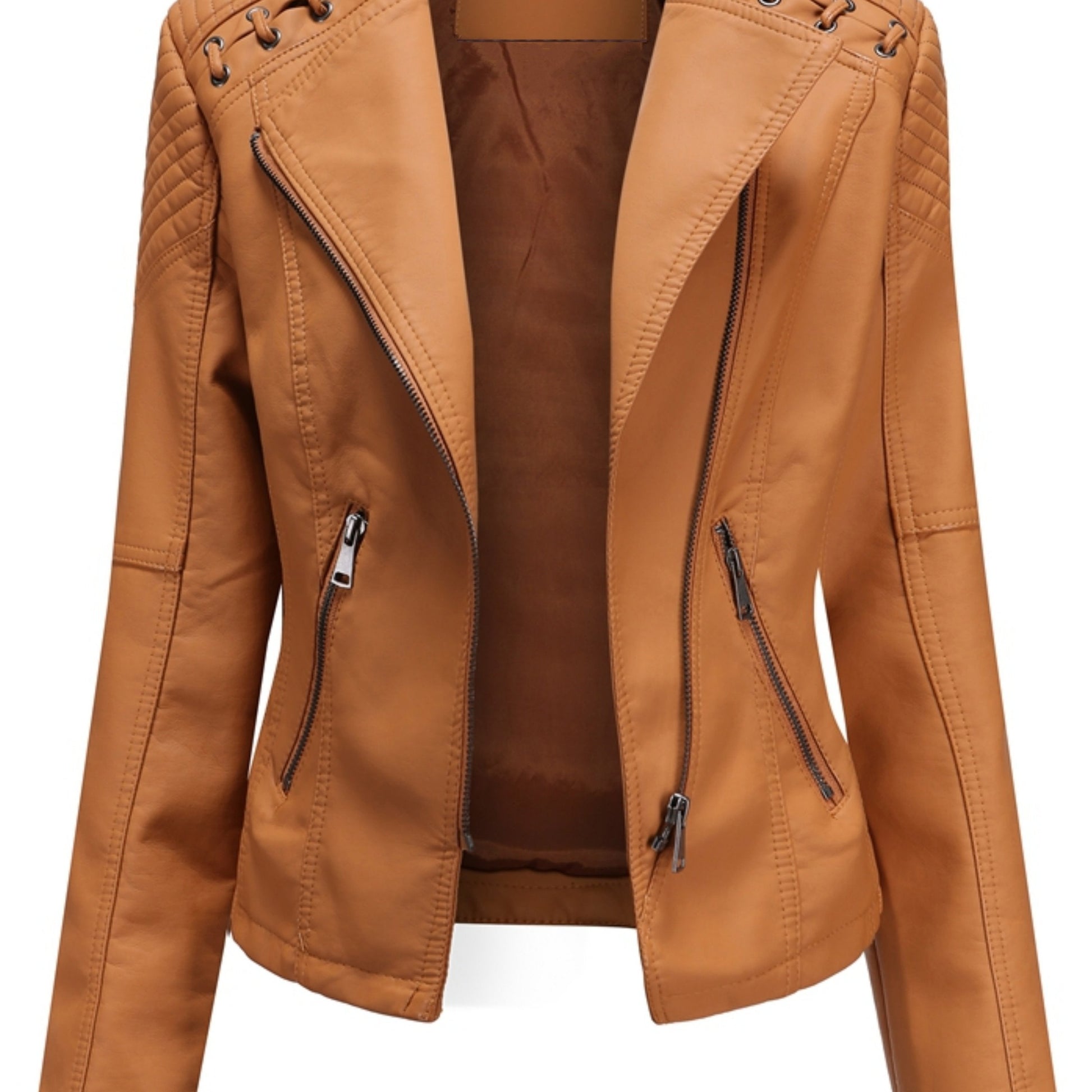 Stijlvolle waterbestendige PU leren ritsjas: perfect voor herfst en winter! Met luxe uitstraling en skinny fit voor een tijdloze look. Shop nu. afbeelding 15