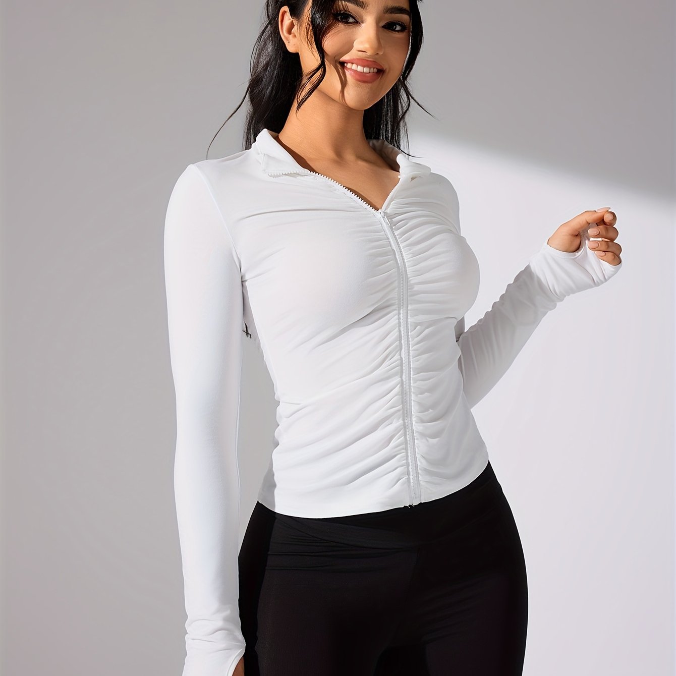 Casual sportjack met volledige rits in effen kleur | Ideaal voor alle seizoenen afbeelding 12